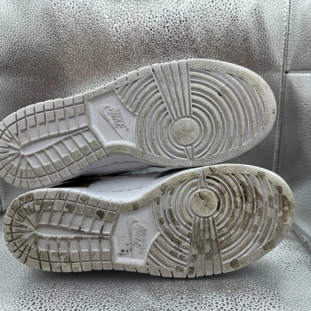 Size 9.5 Nike‎ Dunk Low Womens Gold White Silver Athletic Sneakers DH4403-700 - Picture 10 of 11